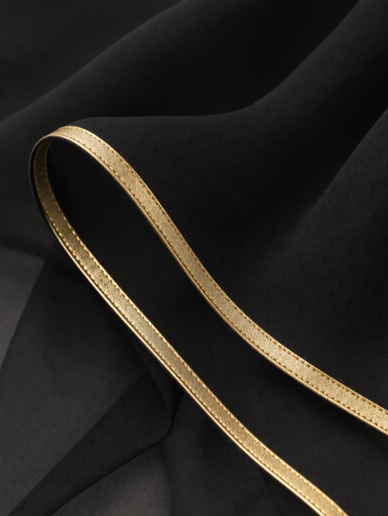 N&N Black Chiffon Veil with Gold Trim