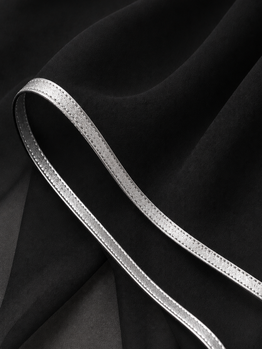 N&N Black Chiffon Veil with Silver Trim